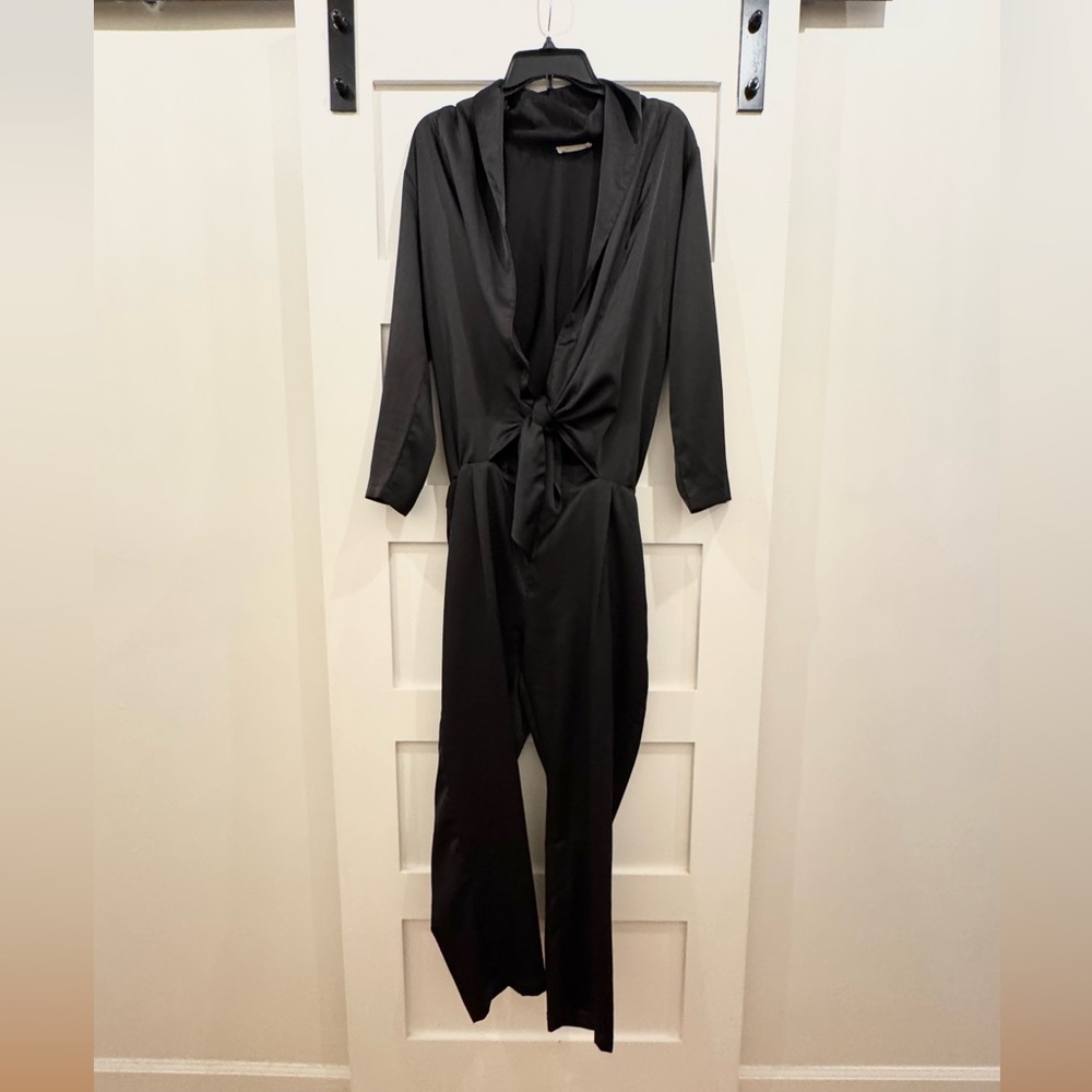 ILLA ILLA Sleek Black Tie-Front Jumpsuit